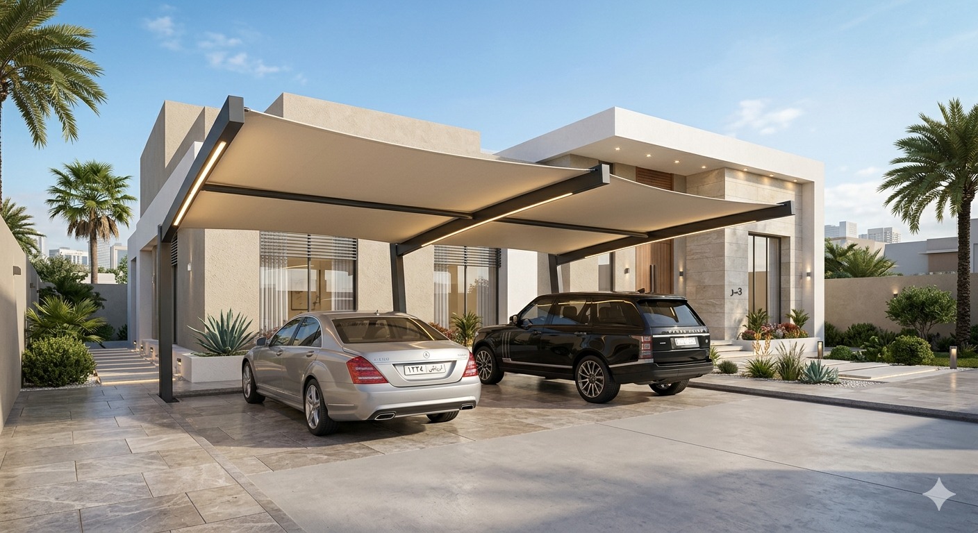 مظلة سيارات فيلا سكنية — الرياض