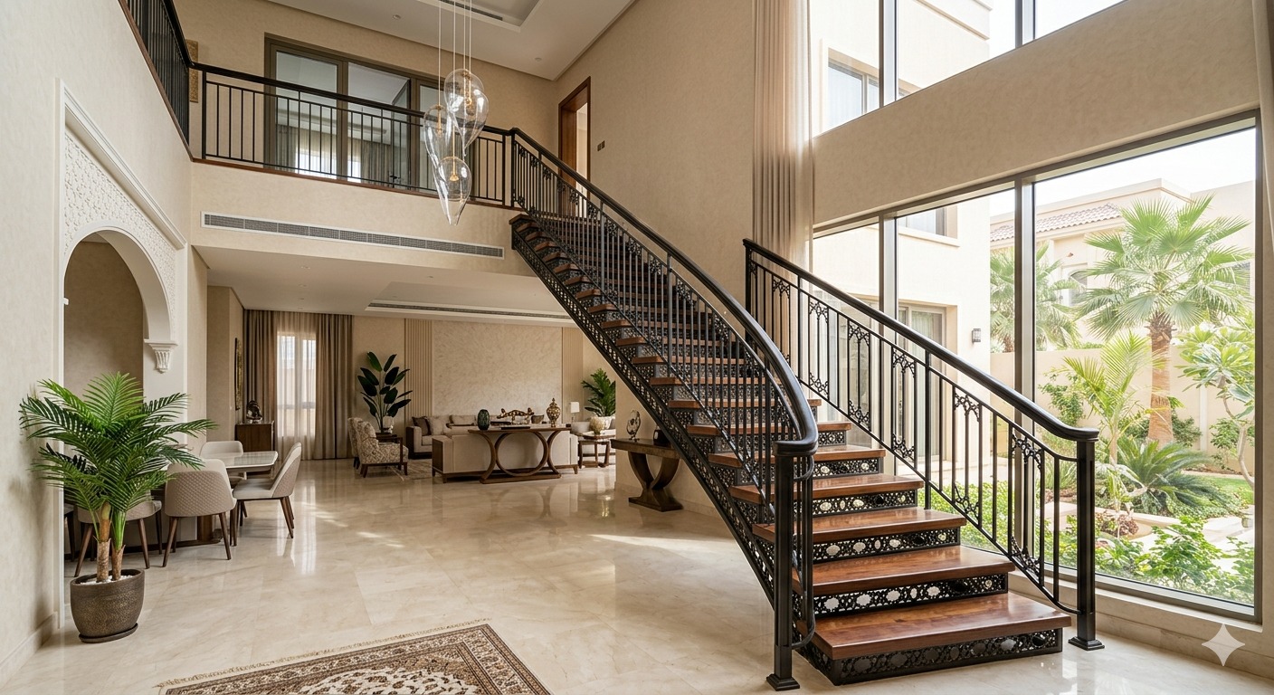 درج حديدي داخلي — فيلا سكنية